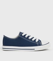 New Look Navy Stripe Canvas Lace Up Trainers